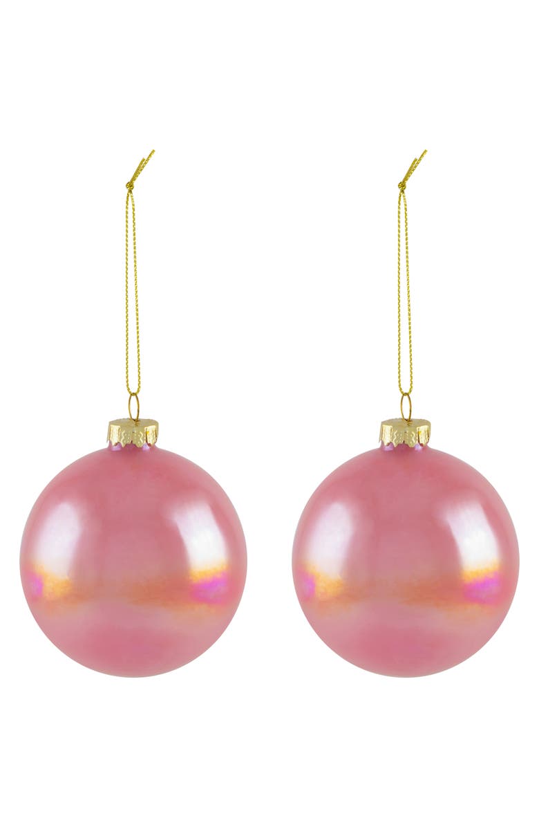 Northlight Shiny Glass Ball Christmas Ornaments - 3" (80mm) - Pink, Purple and Peach  - 6ct, Alternate, color, Multi