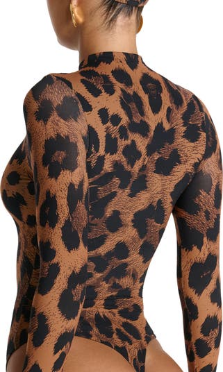 Leopard Print Long Sleeve Body-Con Minidress