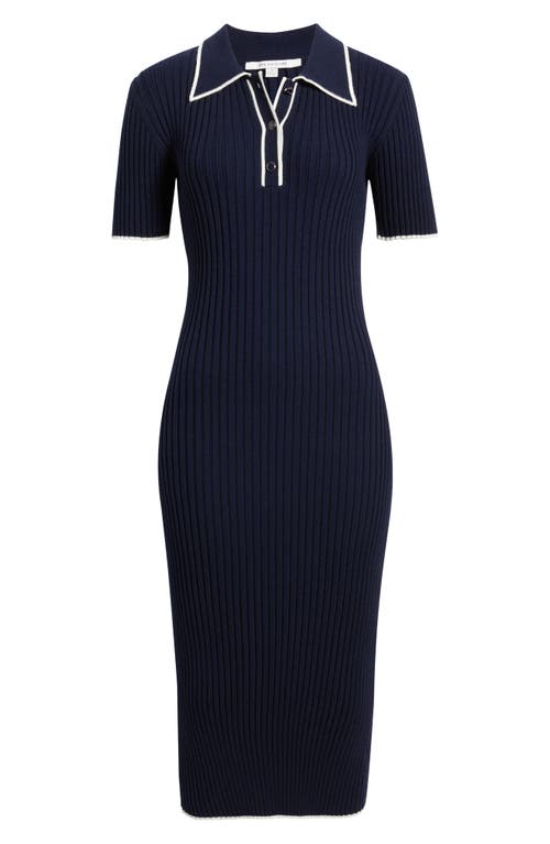 Zoe And Claire Collared Ribbed Knit Midi Dress In Multi
