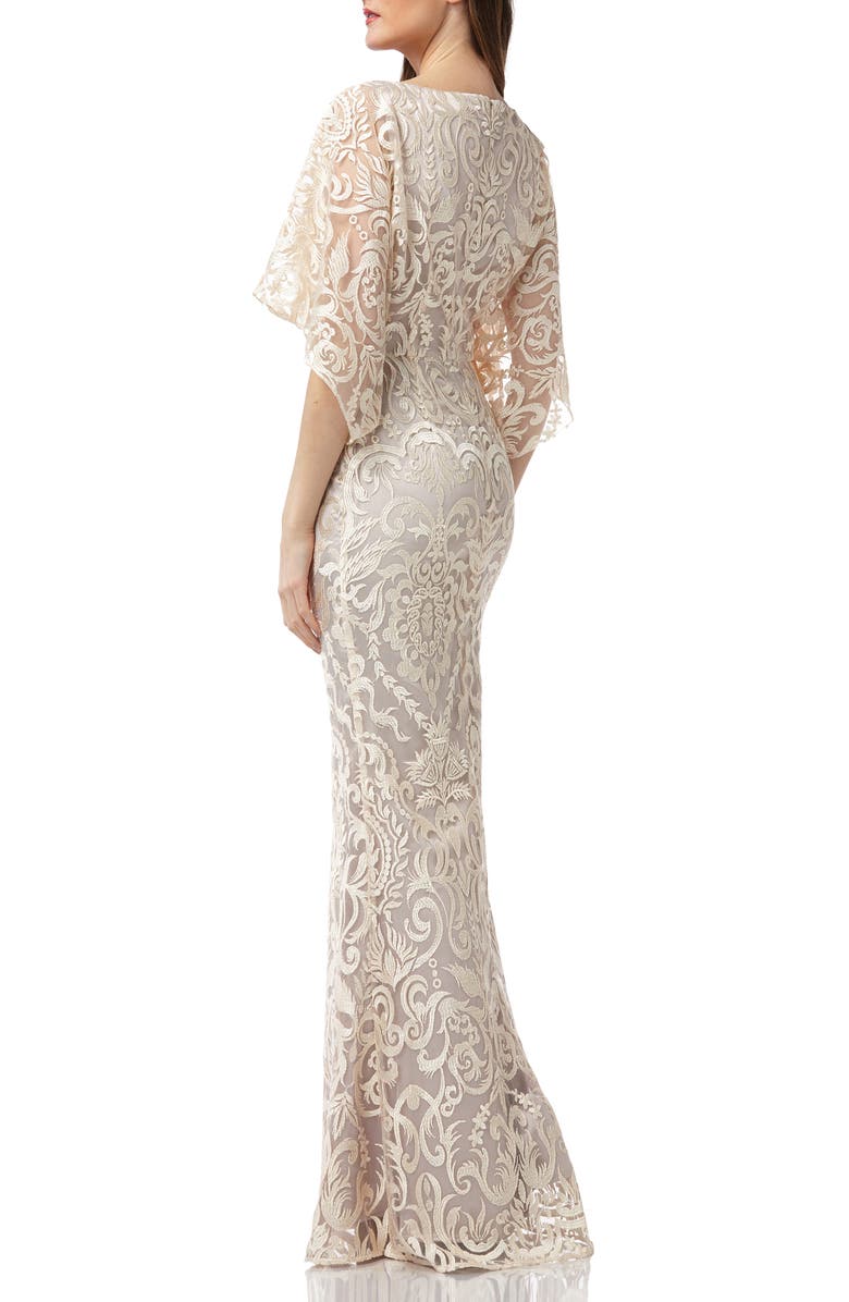 JS Collections Embroidered Lace Evening Dress, Alternate, color, 