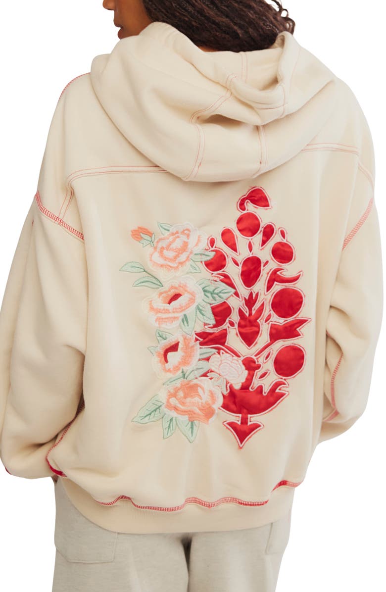Free People Final Call Cotton Blend Hoodie, Alternate, color, Ballet Slipper Flora