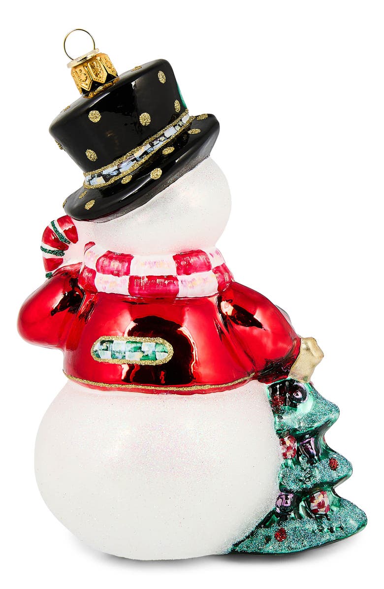 MACKENZIE CHILDS Check it Out Snowman Glass Ornament, Alternate, color, White