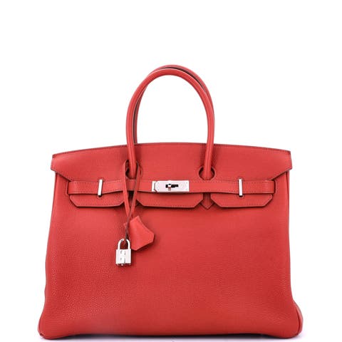 Birkin Handbag Red Togo with Palladium Hardware 35