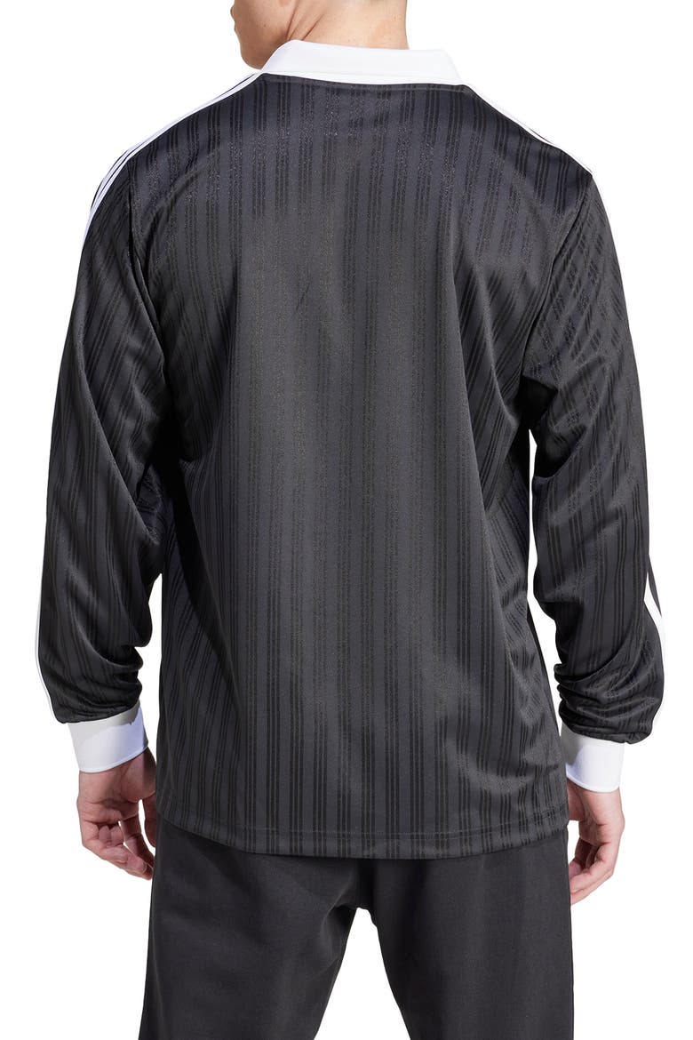 Adicolor Stripe Long Sleeve Polo, Alternate, color, BLACK