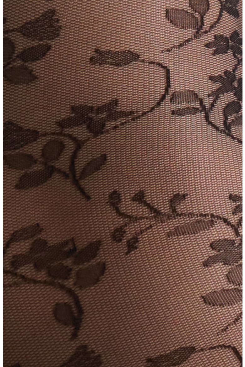 Floral Lace Sheer Tights, Alternate, color, BLACK