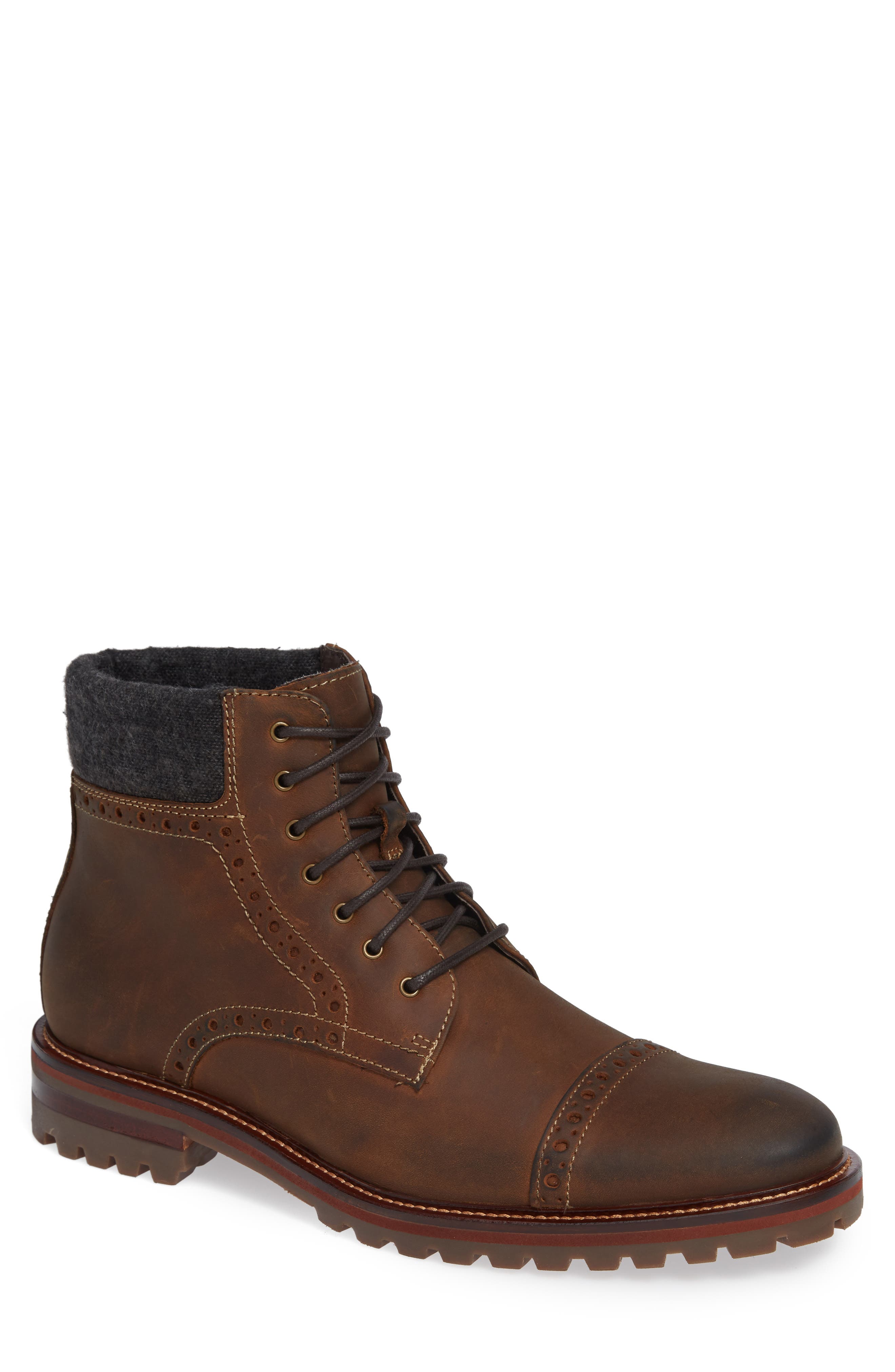 Johnston & Murphy J&M 1850 'Karnes' Brogue Cap Toe Boot, Main, color, 