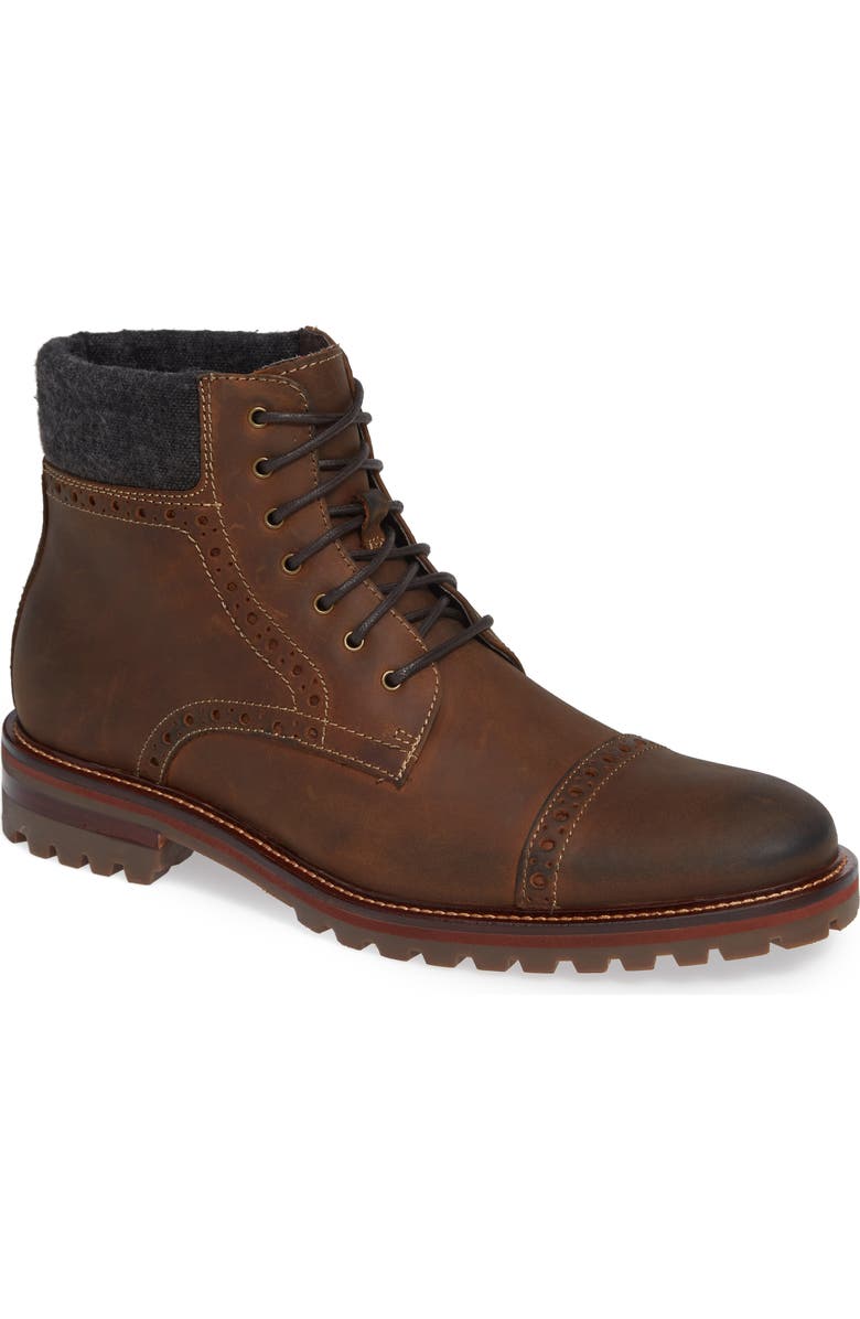 Johnston & Murphy J&M 1850 'Karnes' Brogue Cap Toe Boot, Main, color,