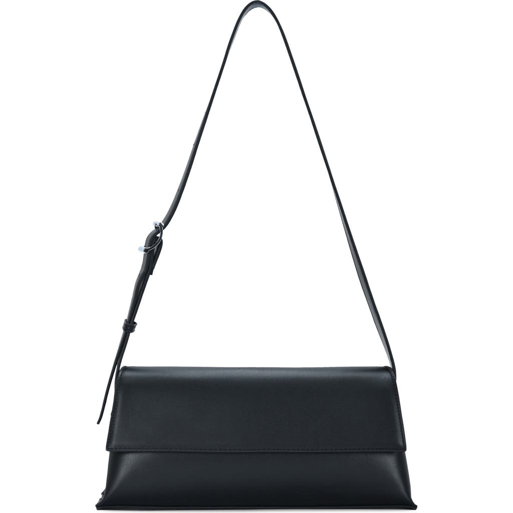 Madison West Clean Buckle Strap Shoulder Bag In Black