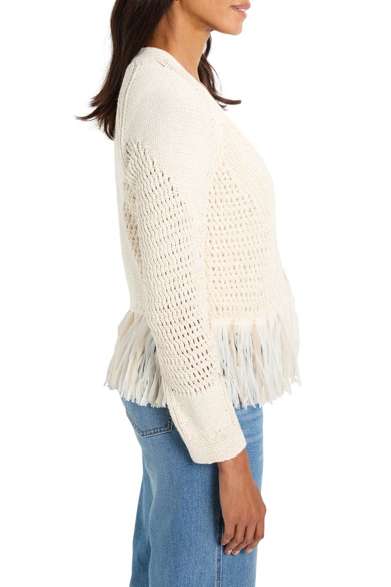 Fringe Trim Cardigan, Alternate, color, CANVAS