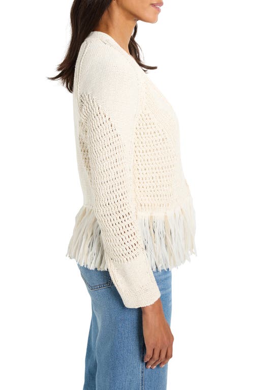 Nic + Zoe Tape Fringe Cardigan In Canvas