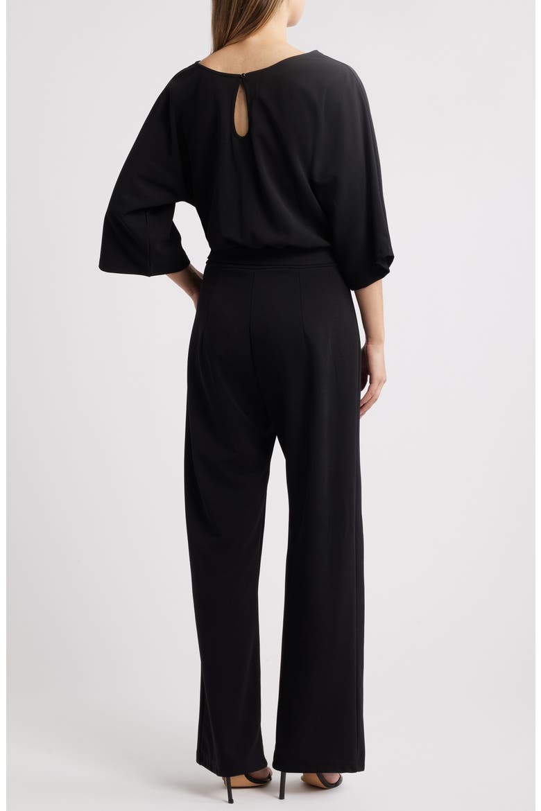 Joycelyn Flare Sleeve Tie Waist Jumpsuit, Alternate, color, BLACK