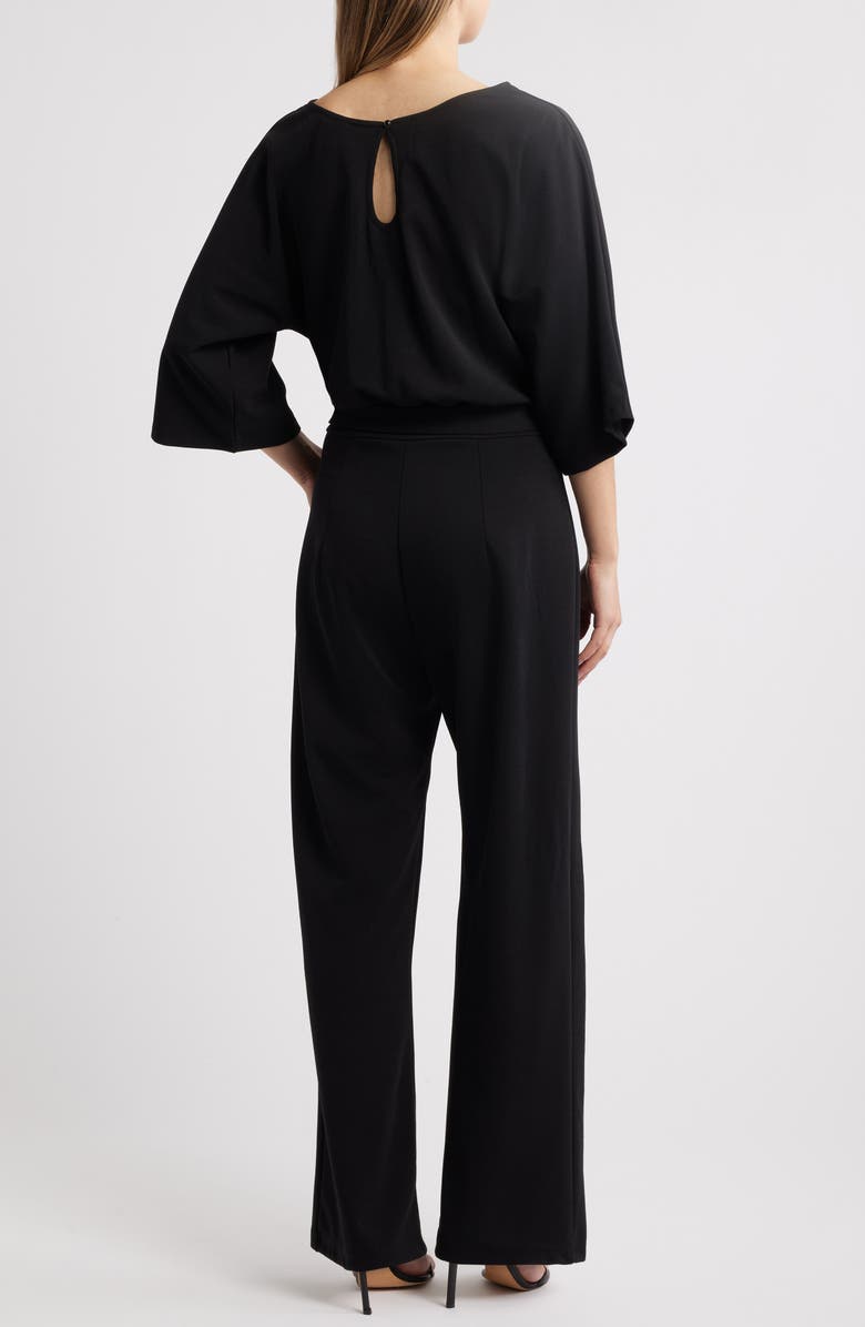 NIKKI LUND Joycelyn Flare Sleeve Tie Waist Jumpsuit, Alternate, color, Black