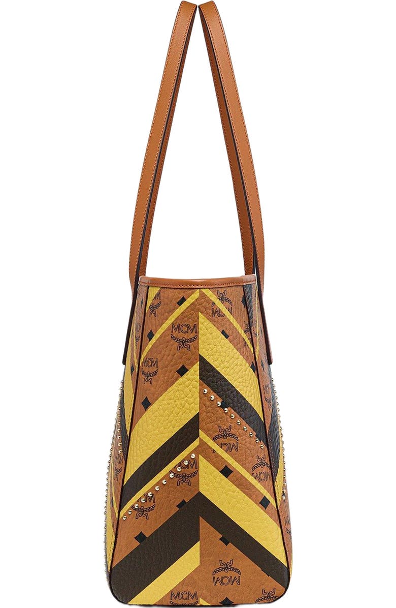 MCM Studded Toni Top-Zip Shopper in Mega Herringbone Visetos, Alternate, color,