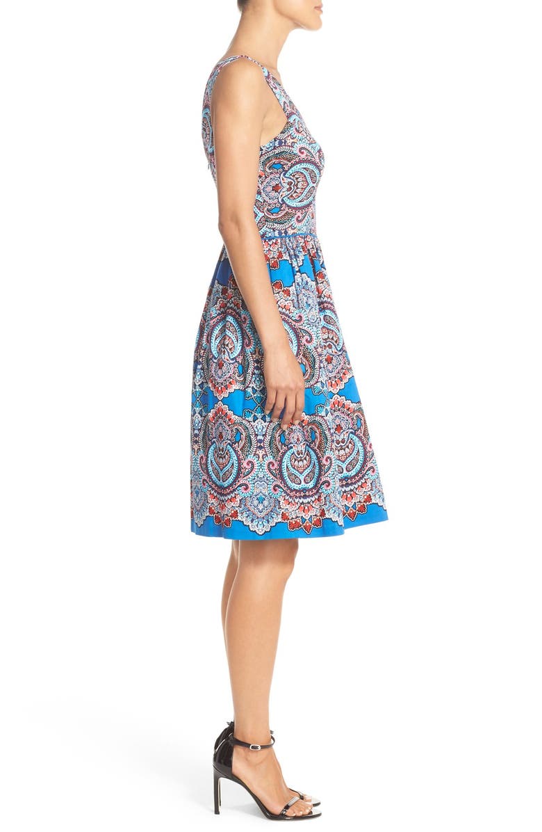 Maggy London Print Sateen Fit & Flare Dress, Alternate, color,
