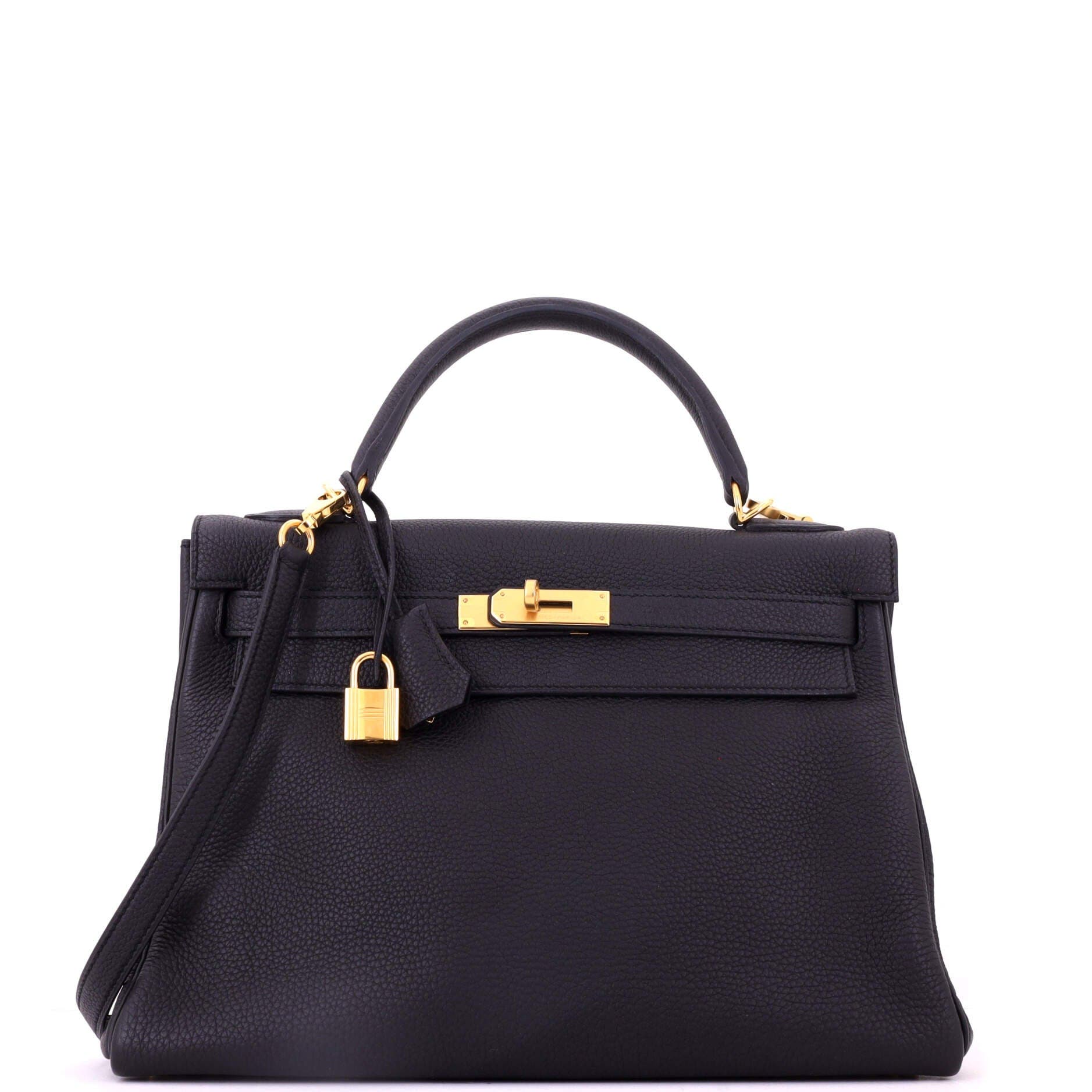 Kelly Handbag Black Togo with Gold Hardware 32, Main, color, Black
