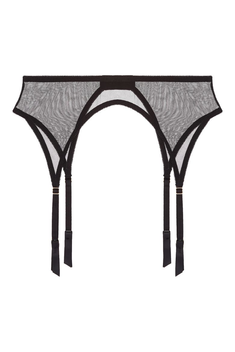 Odette Classic Mesh Garter Belt, Alternate, color, NOIR