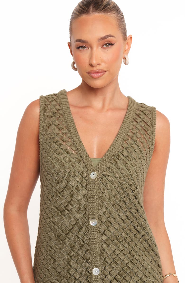 Petal & Pup Luan Pointelle Stitch Cotton Minidress, Alternate, color, Olive