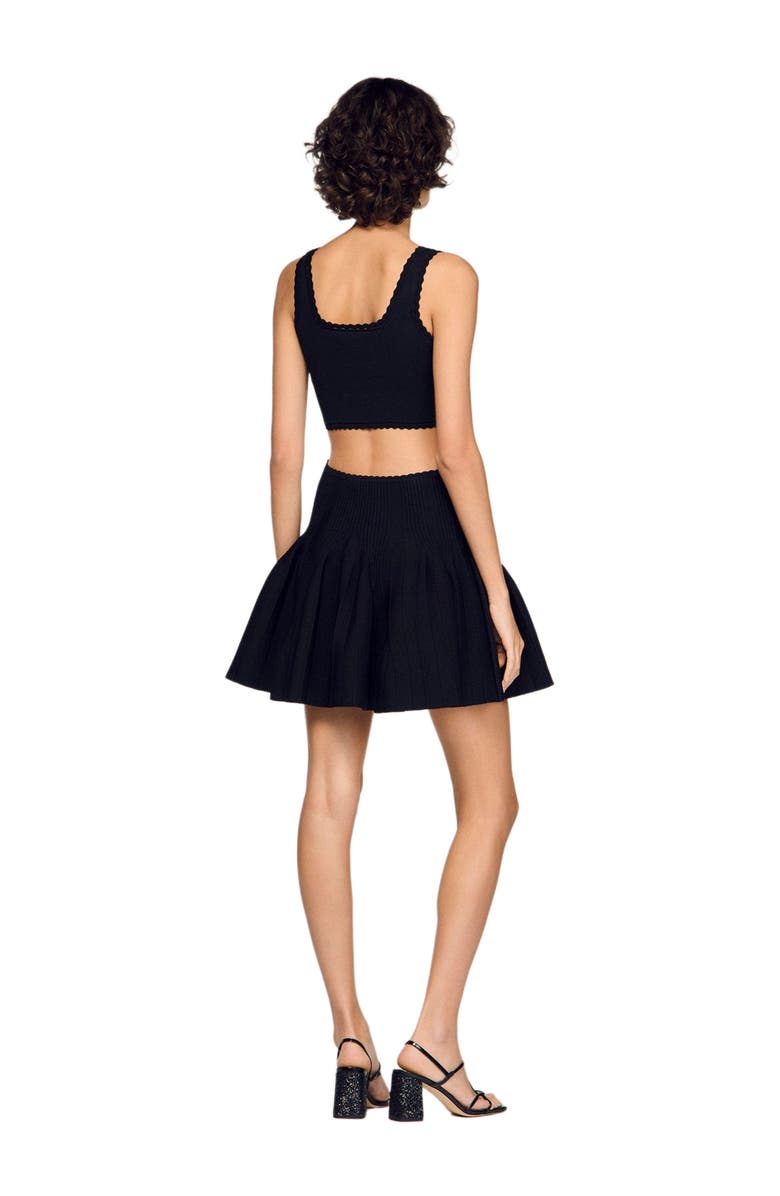 SANDRO Short knit godet skirt, Alternate, color, Black