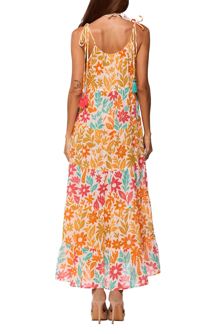 Floral Print Maxi Dress, Alternate, color, ORANGE