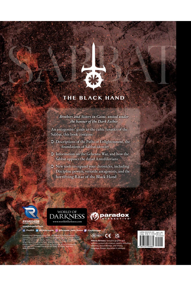Vampire The Masquerade 5th Edition Roleplaying Game Sabbat The Black Hand, Alternate, color, Multicolored