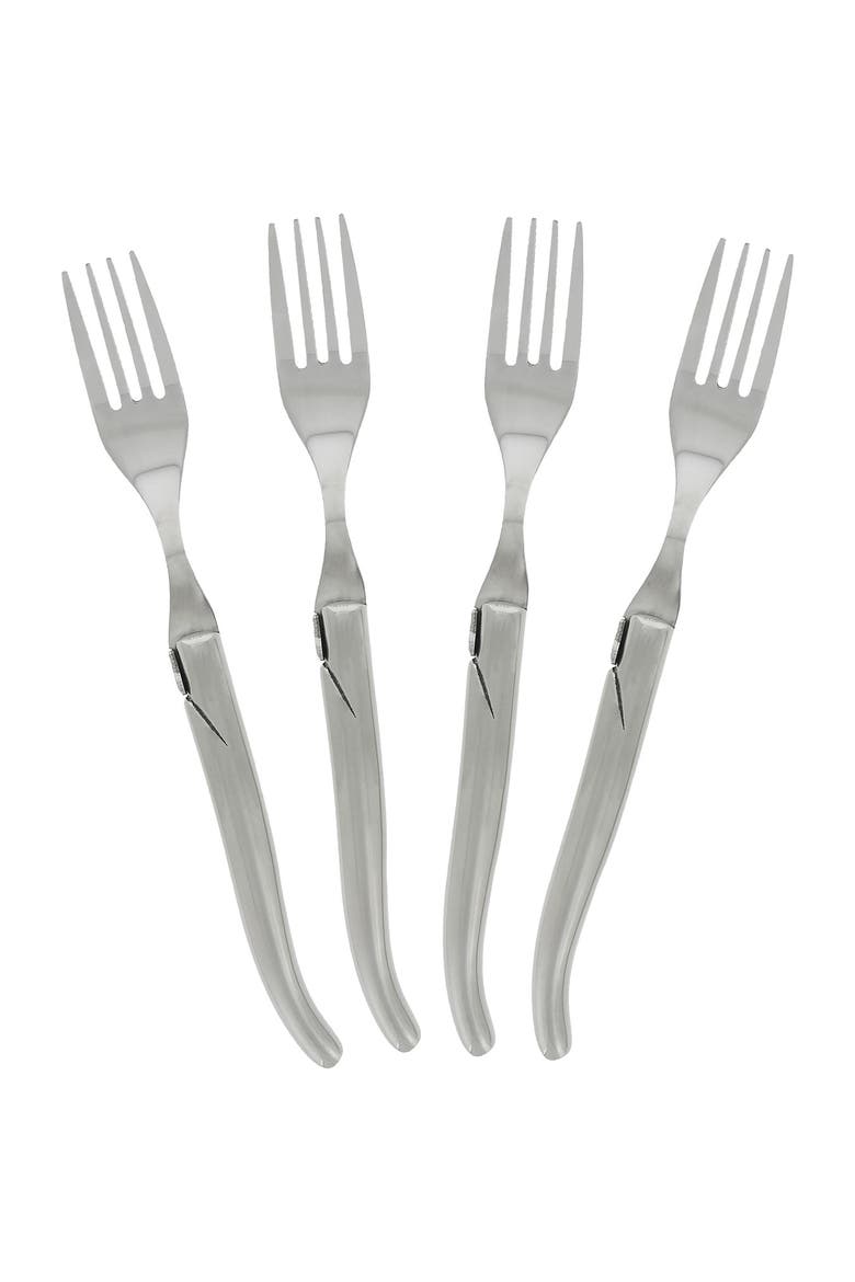 Laguiole Connoisseur Stainless Steel Steak Forks - Set of 4, Main, color, SILVER