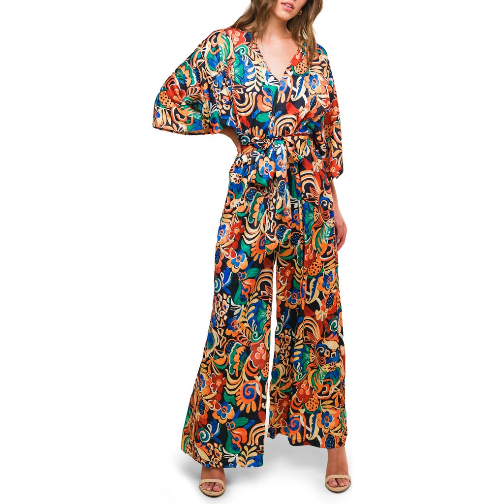 Flying Tomato Print Wide Leg Jumpsuit In Animal Print
