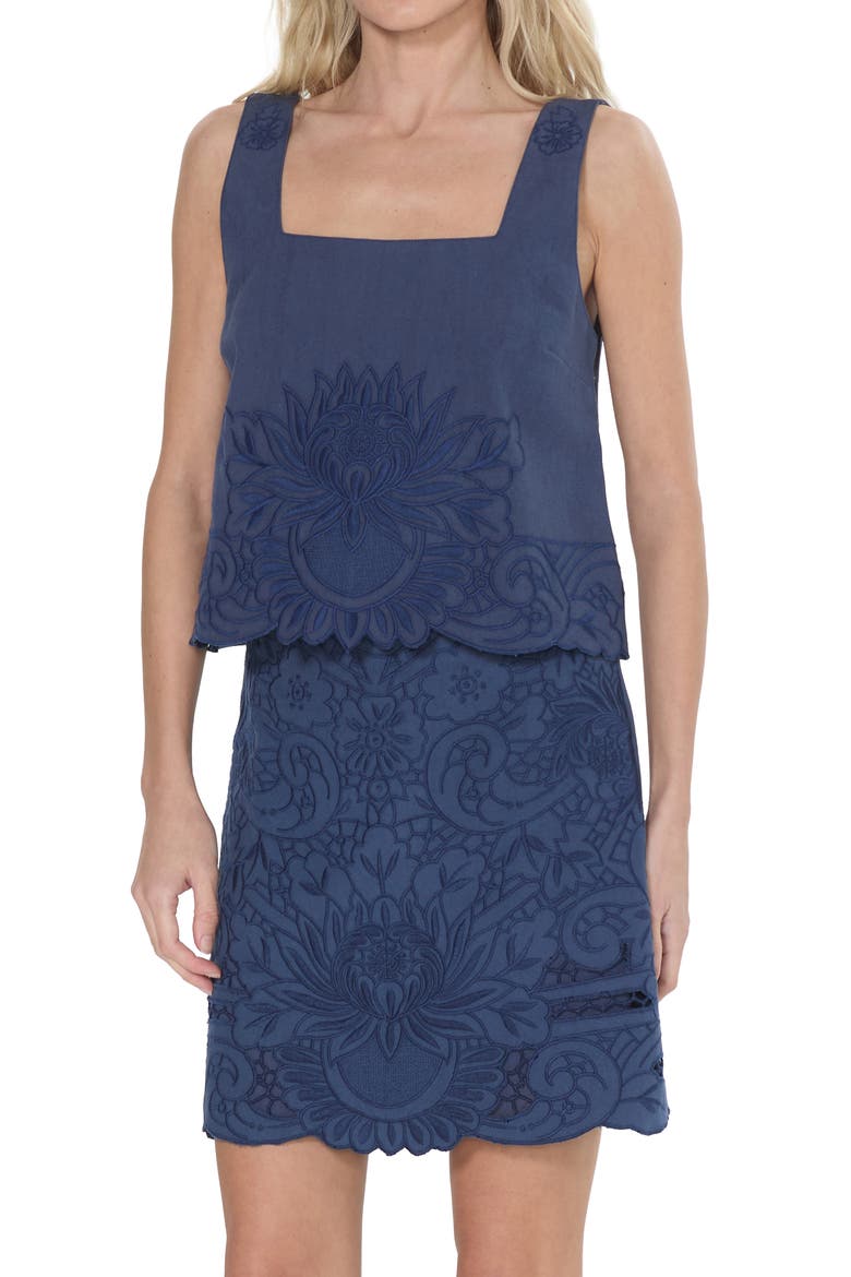Rhea Embroidered Cotton Tank, Alternate, color, NAVY