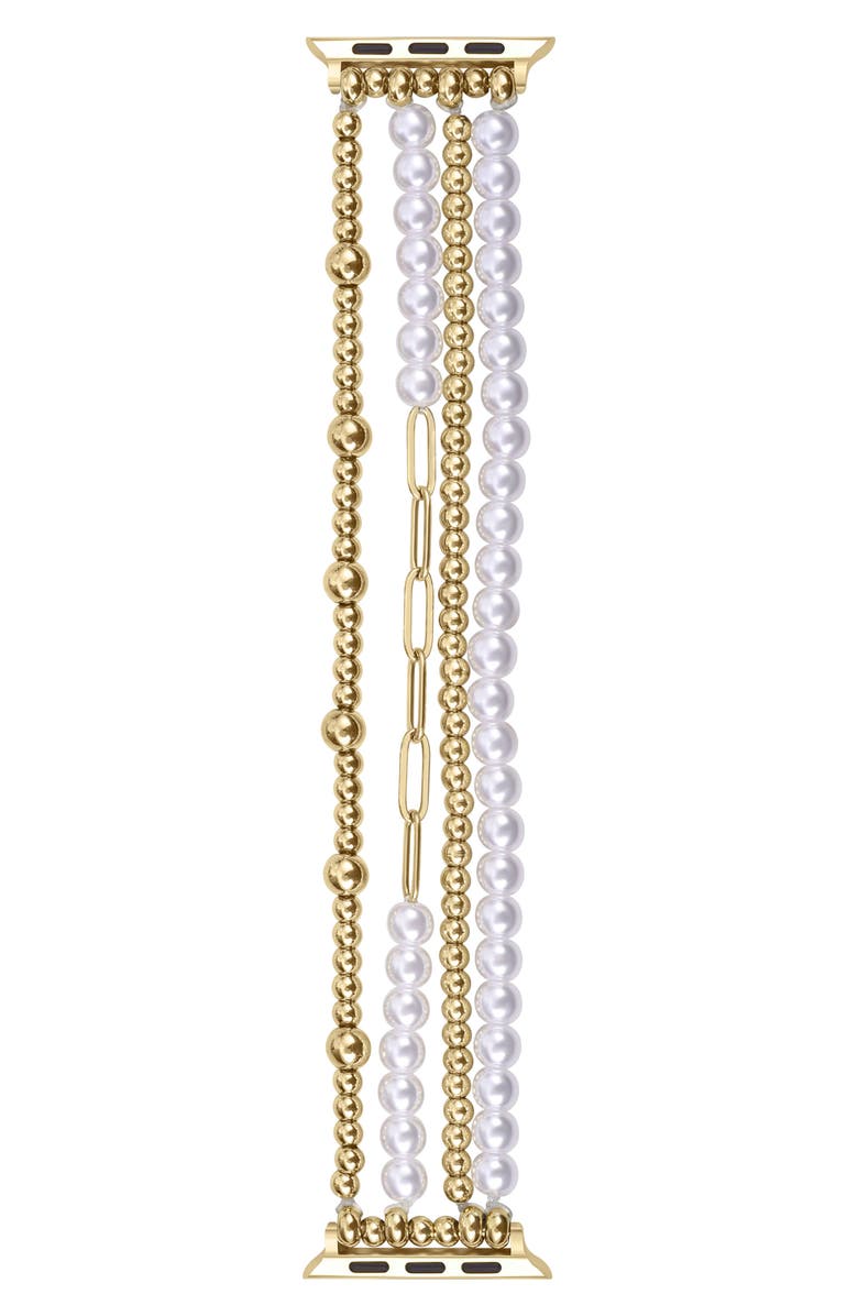 The Posh Tech Penny Goldtone Beaded Apple Watch<sup>®</sup> Watchband, Main, color, Gold