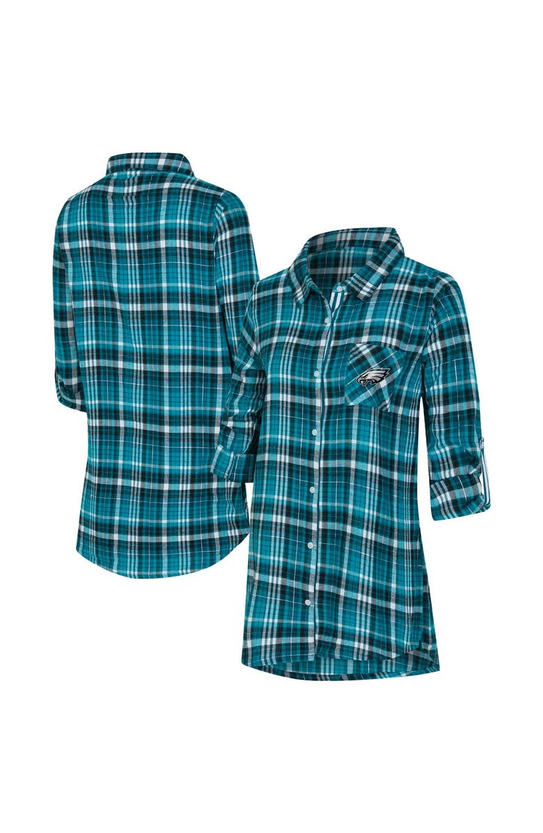 CONCEPTS SPORT Women
s Concepts Sport Green Philadelphia Eagles Laney Plaid Tri-Blend Full-Button Nightshirt, Alternate, color, Green