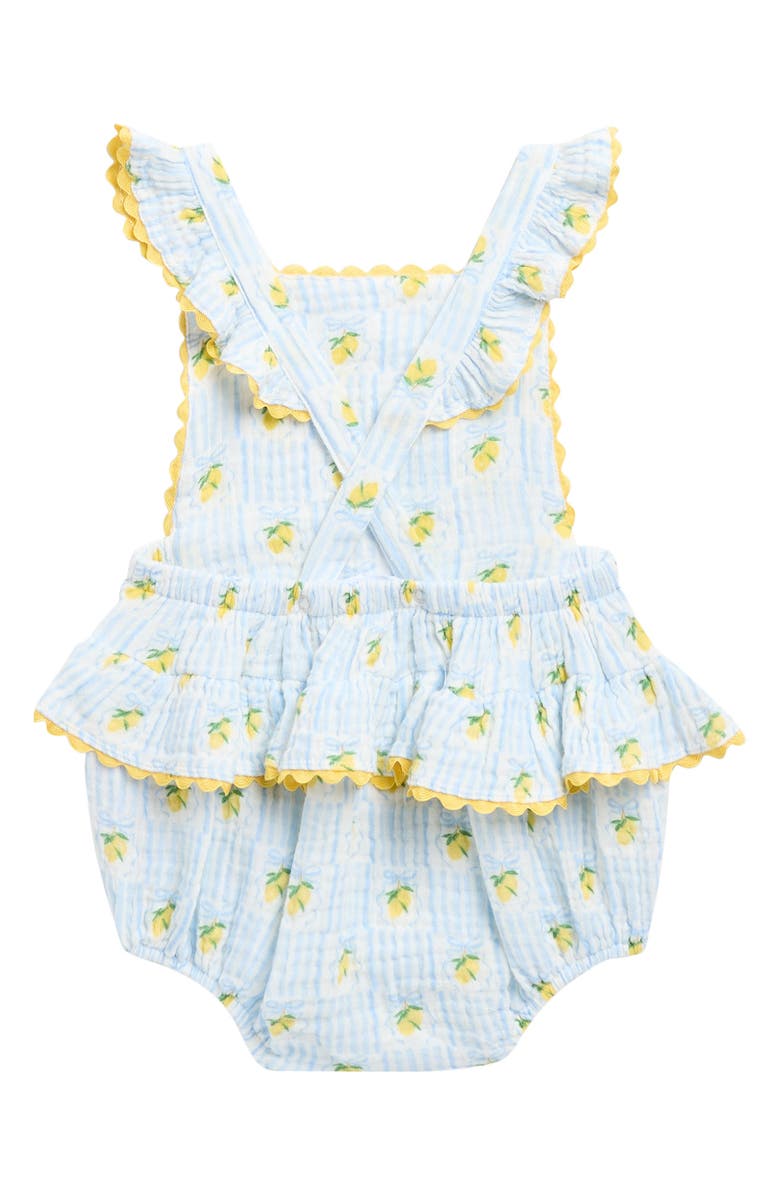 Angel Dear Lovely Lemons Ruffle Detail Romper, Alternate, color, Ivory