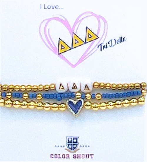 Color Shout Delta Delta Delta Love My Sorority Bracelet Stack In Gold