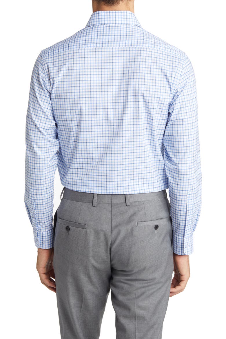 Trim Fit Plaid Dress Shirt, Alternate, color, NAVY