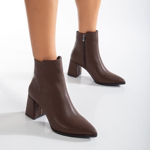 Forever & Always Shoes Edith Pointed Toe Ankle Boots In Brown