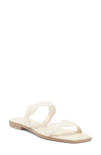 Dolce Vita Ilva Low Slide Sandal In Creme Embossed