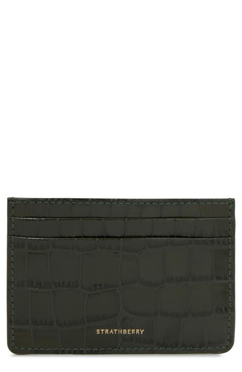 Croc Embossed Leather Card Case