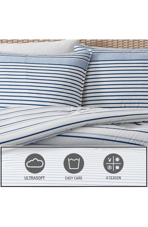 Eddie Bauer Cooper Stripe Cotton Duvet Cover Set In Blue