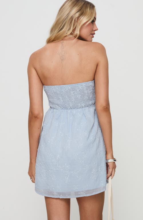 Princess Polly Rosenberg Embroidered Strapless Minidress In Blue