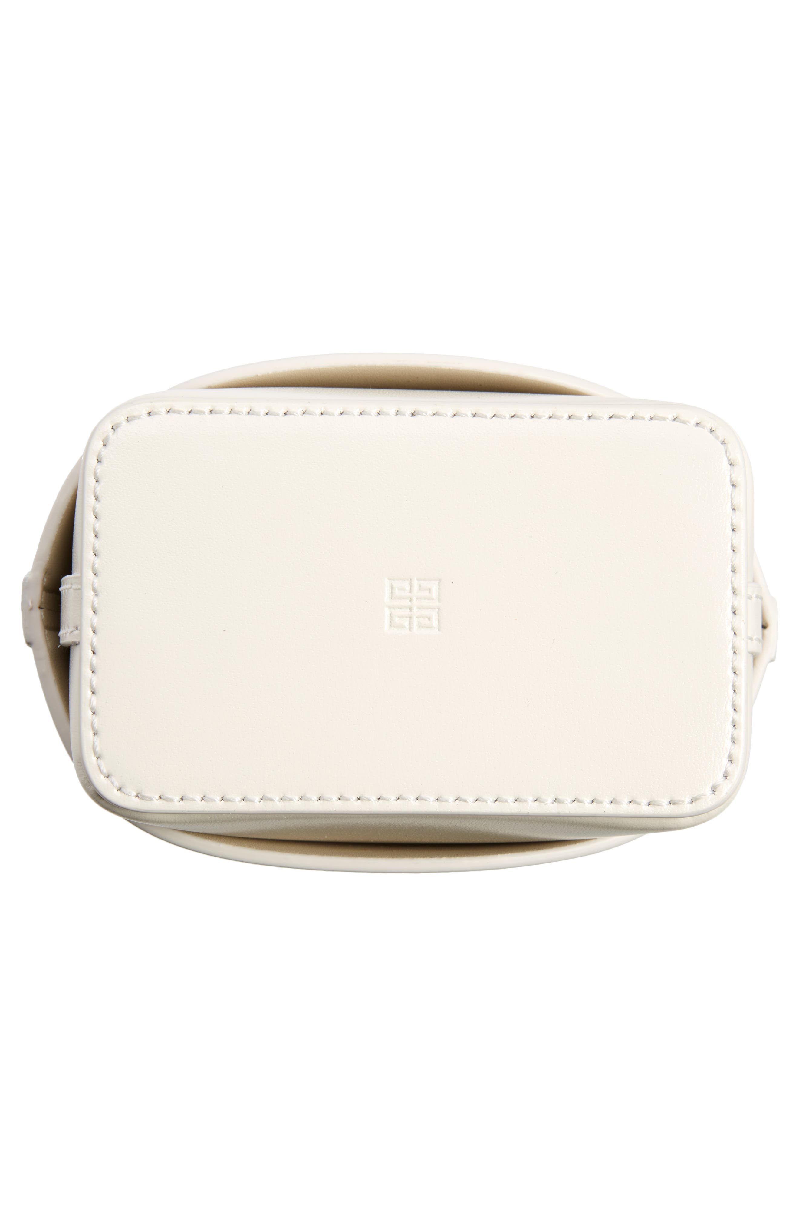 Micro Shark Lock Leather Bucket Bag, Alternate, color, IVORY