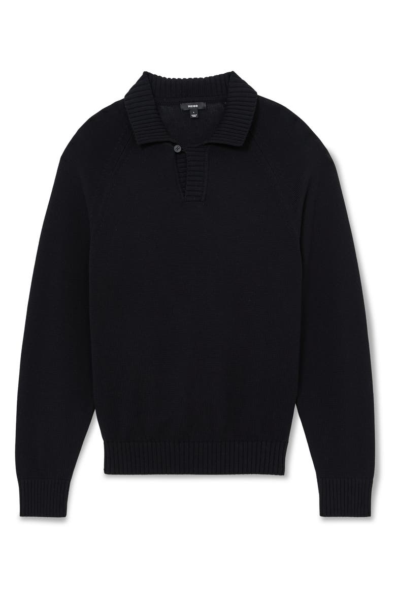 Ashdown Long Sleeve Cotton Polo, Alternate, color, NAVY
