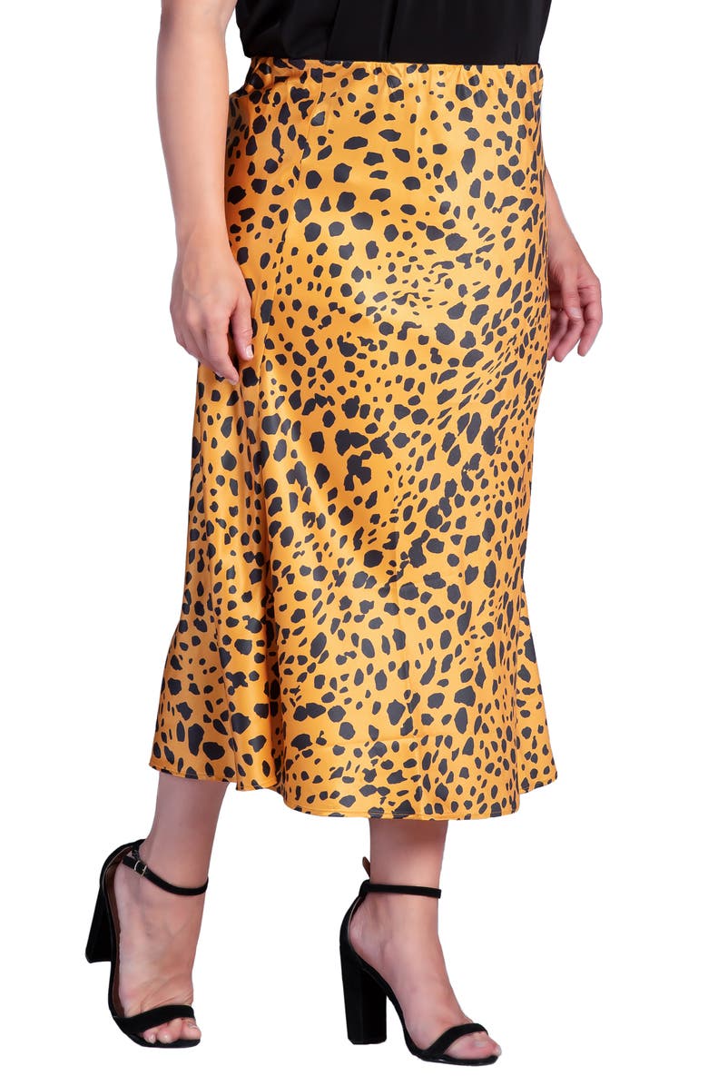 Standards & Practices Izar High Waist Satin Midi Skirt, Alternate, color, Gold Print