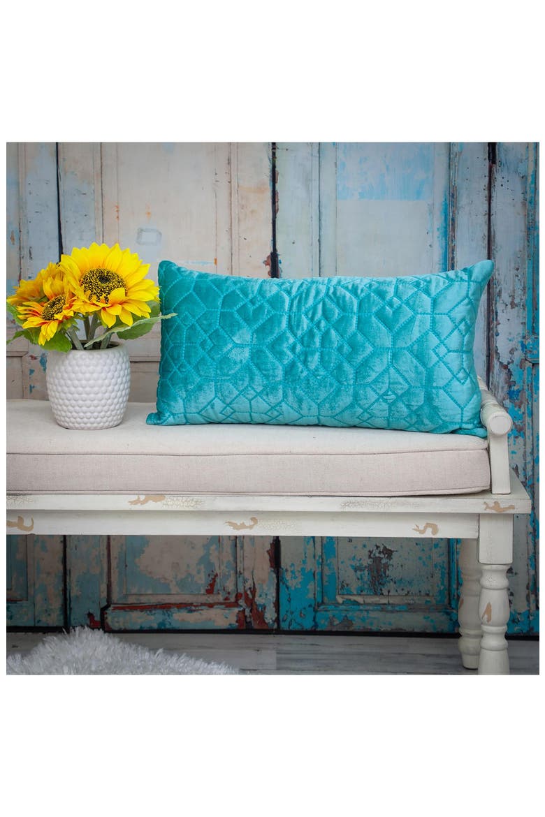 Tufted Velvet Oblong Throw Pillow, Alternate, color, AQUA