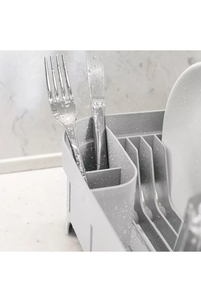 Compact Freestanding Plastic Kitchen Dish Drying Rack, Alternate, color, White