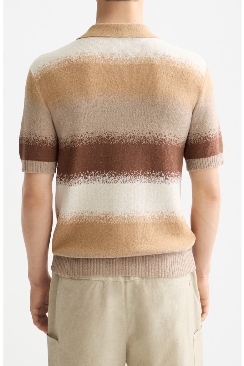 Dégradé Stripe Knit Quarter Zip Polo, Alternate, color, PLAZA TAUPE