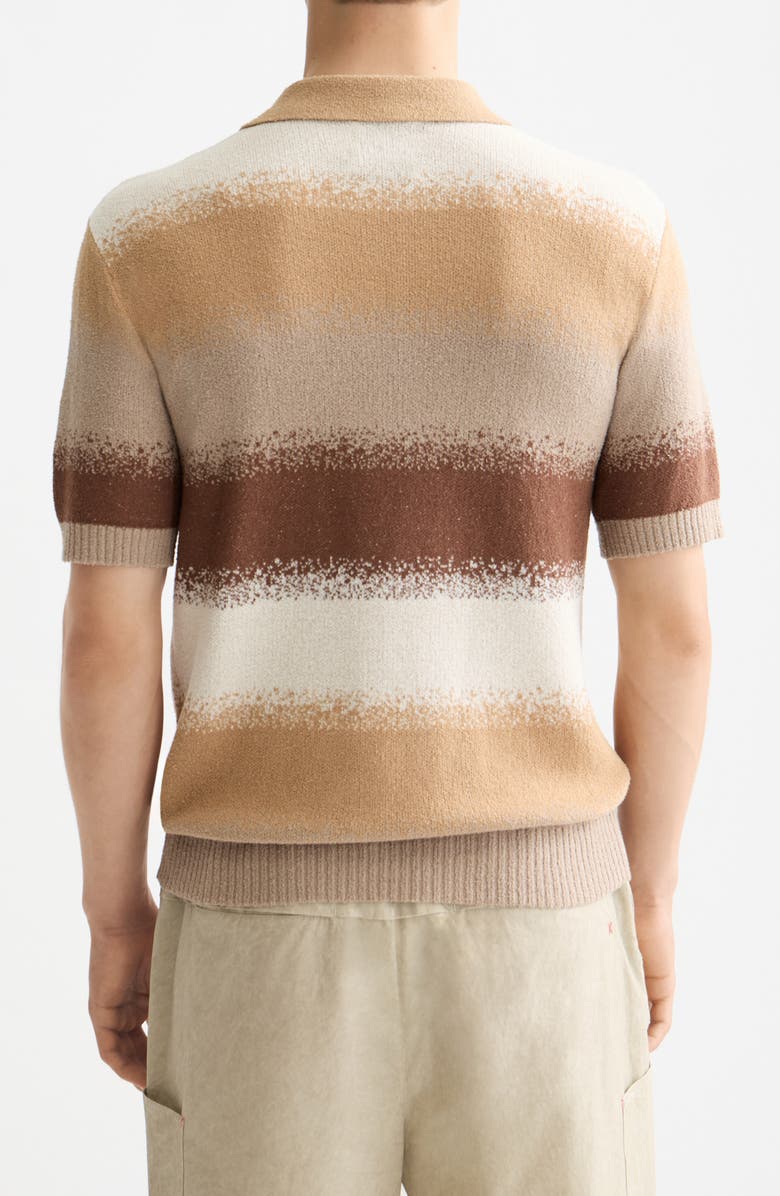 Scotch & Soda Dégradé Stripe Knit Quarter Zip Polo, Alternate, color, Plaza Taupe
