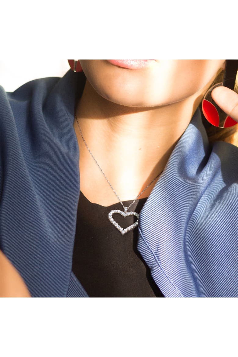 2-2/5 CT DEW Moissanite Heart Necklace, Alternate, color, Sterling Silver
