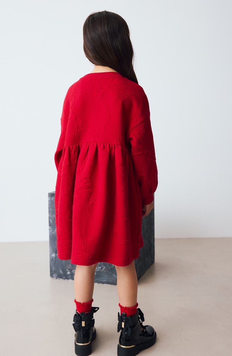 NEXT Kids' Bow Sweatshirt Dress, Alternate, color, Red