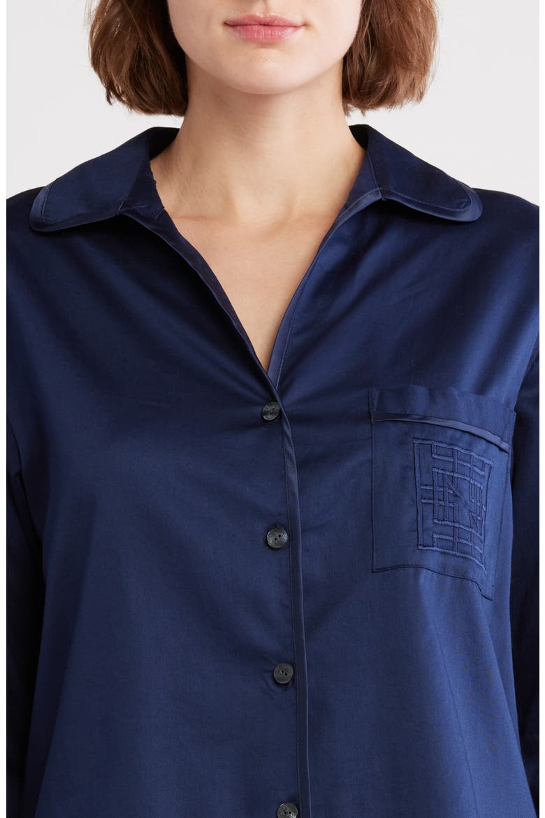 Embroidered Cotton Sateen Pajamas, Alternate, color, MIDNIGHT NAVY