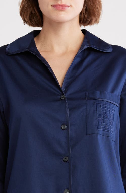 Natori Embroidered Cotton Sateen Pajamas In Blue
