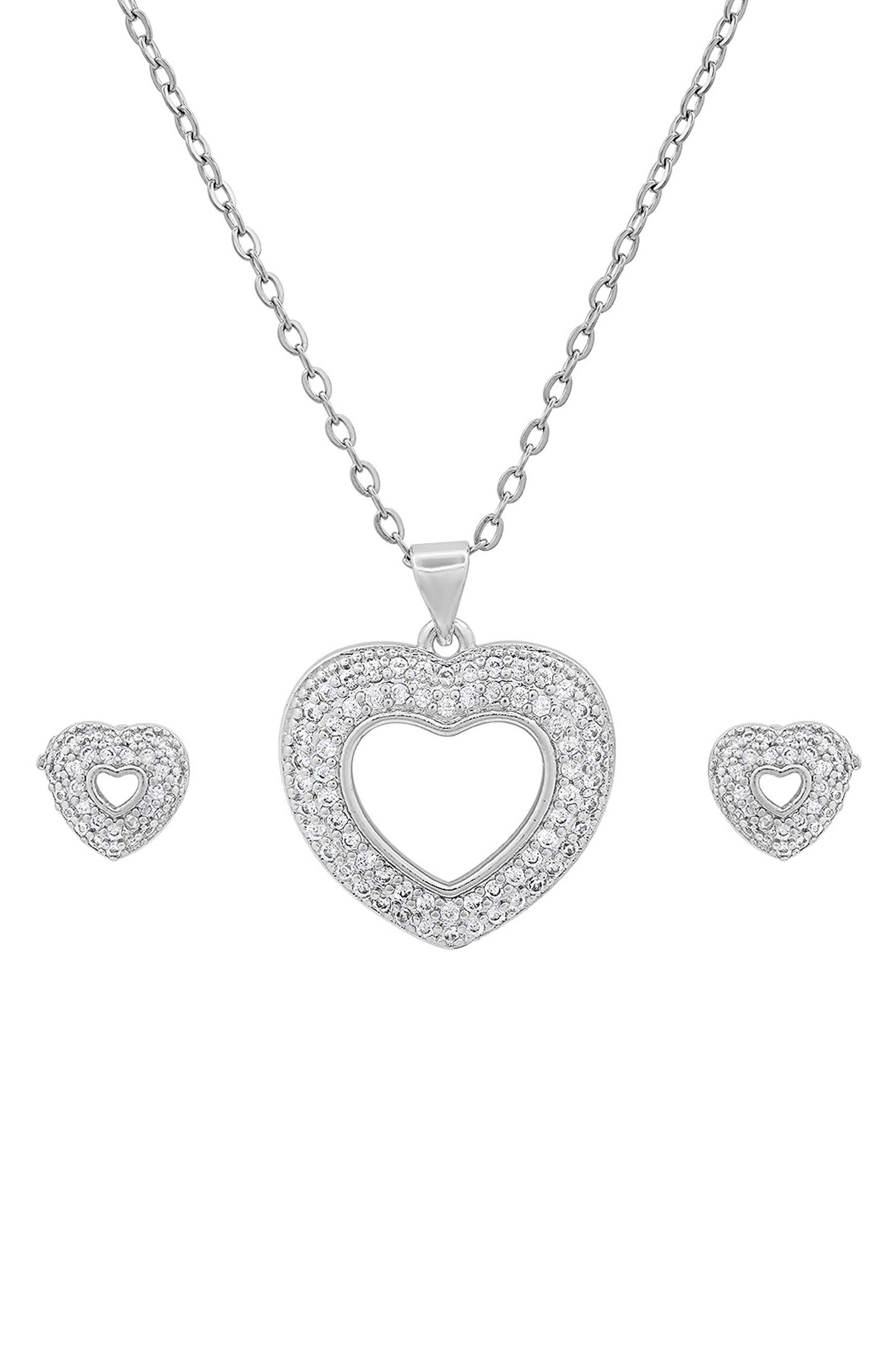 18k Gold Plated Heart Necklace & Earrings Set