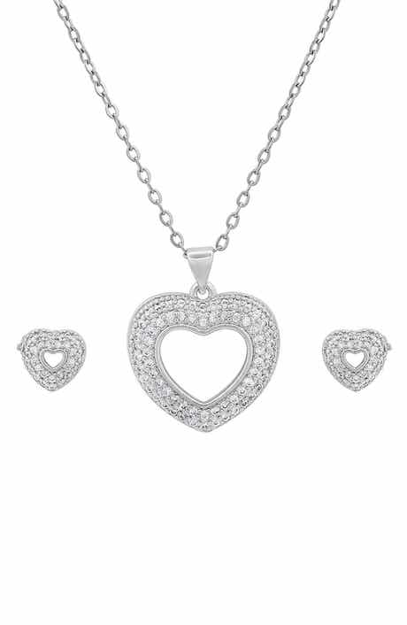 18k Gold Plated Heart Necklace & Earrings Set